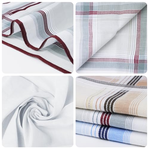Aomig Taschentücher Herren, 12 Stück Baumwolle Stofftaschentücher Set, Traditionelle Taschentücher Stoff Herren Handkerchief, Wiederverwendbar Herrentaschentücher, 40cm x 40cm (3 Farben/A)