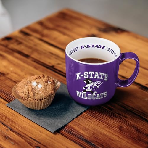 Image of Logo Brands NCAA Kansas State Wildcats 15 oz Stripe Coffee Mug - Vintage Team Logo, Inside Print & Stripes, Microwave & Dishwasher Safe- Great Gift For Fans & Alumni