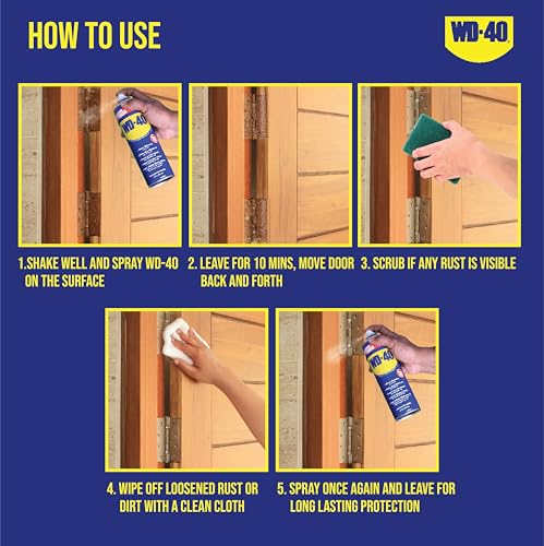 Image of WD-40 Multipurpose Spray, Rust Remover, Cleans Bike Chains, Hinge Lubricant, Loosens Jammed Parts, Degreaser, and Cleaning Agent, 420ml x Pack of 2