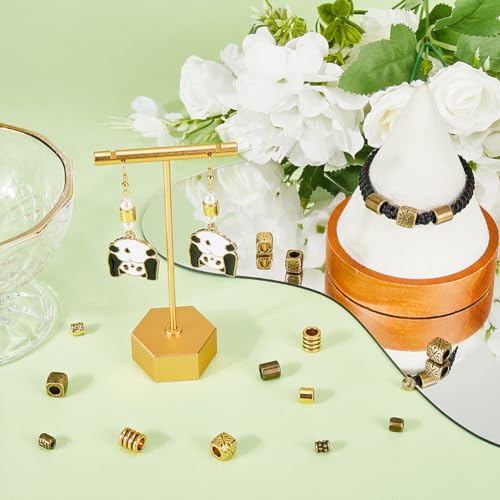 SUNNYCLUE 1 Box 100Pcs 10 Styles Metal Spacer Beads Tibetan Style Alloy Spacer Beads Column Rondelle Barrel Vintage Antique Bronze Gold for Jewellery Making Supplies DIY Necklaces Bracelets - Image 4