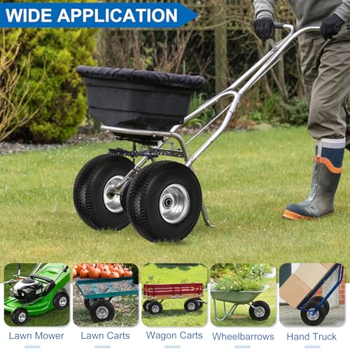 phepetroll 4.10/3.50-4" Flat Free Tires, 10 Inch Solid Tires and Wheels Replacement with 5/8" Axle Bore Hole, 2.2" Offset Hub for Hand Truck, Garden Cart, Lawn Cart, Wheelbarrow, 2 Pack by phepetroll - Image 7