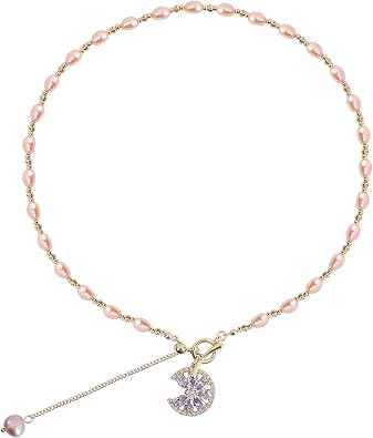 Beaded Choker Necklace for Women Bohemian Butterfly Pink Flower Heart Star Natural Stone Pearl Beads Necklaces Adjustable Statement Costume Party Vacation Jewelry Gift for Women