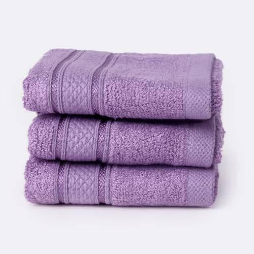 Image of Bamboo Soul Bamboo Face Towel | Ultra Absorbent & Super Soft | 30 x 30 cm - 550 GSM | Pack of 3 (Lilac Purple)