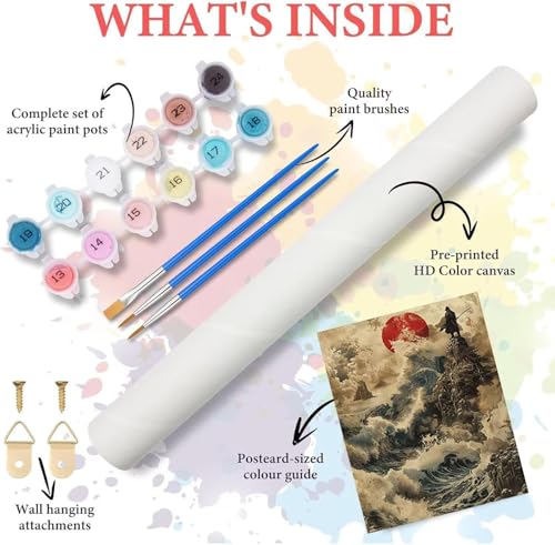 Paint by Numbers for Adults Beginners Samurai, Paint by Numbers Landscape, Easy Diy Oil Painting Kits on Canvas with Brushes and Acrylic, Hobbies for Adults Women, Home Wall Decor 16x20 in F-2531 - Image 6