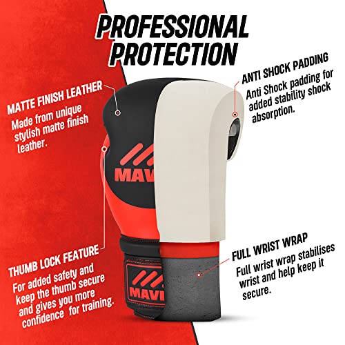 Maviks Boxing Gloves For Men And Women | Non-Toxic Kickboxing Gloves | For Muay Thai, Sparring, Mma Training, Punching Heavy Bag Mitts Workout Training Gloves (16 Oz, Red) #TOP5