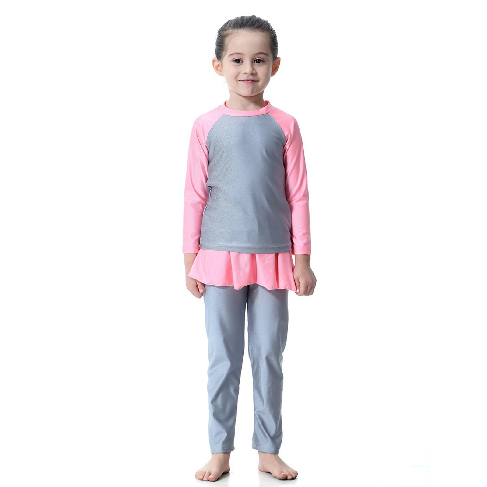 Triangle - Traje de baño para niña, camiseta de manga larga con protección UV 50+ y pantalón corto