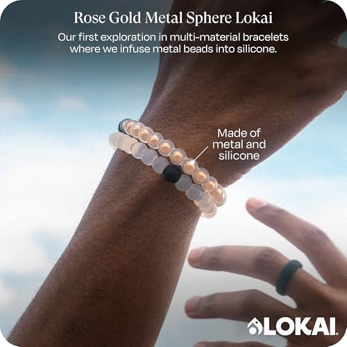 Lokai Metal & Silicone Beaded Bracelets for Women & Men, Metal Sphere - Stylish Jewelry Fashion Bead Bracelet with Black & White Beads - Ring Bangle Slide-On Style Over Wrist2