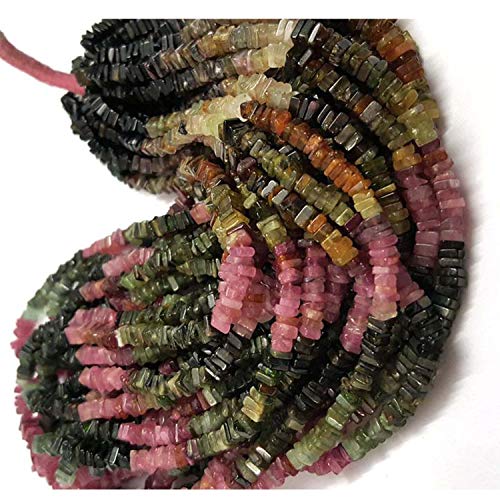 Perles Tourmaline naturel Heishi carrées 5-6mm pour la fabrication de bijoux uniques en pierres