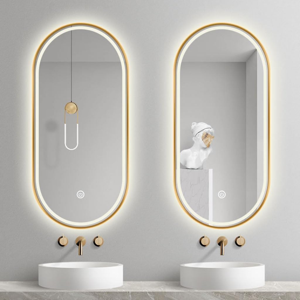 SXFSDOU LED Bathroom Mirror with Touch Sensor and Demister, IP44 Waterproof, Fog-Free Vanity Use