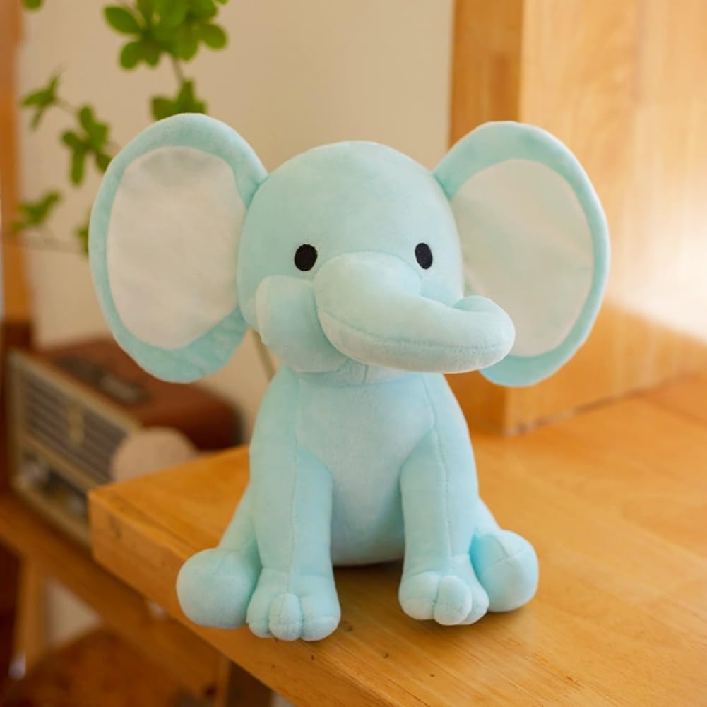 AOLIAY 25cm Cute Colorful Elephant Plush Toy,Soft Stuffed Animal Plush Doll,Cuddly Elephant Gifts for Baby Girls Boys,Comfort Companion Toddlers,Perfect Bedroom Nursery Sofa Home Decor(Blue) - Image 3