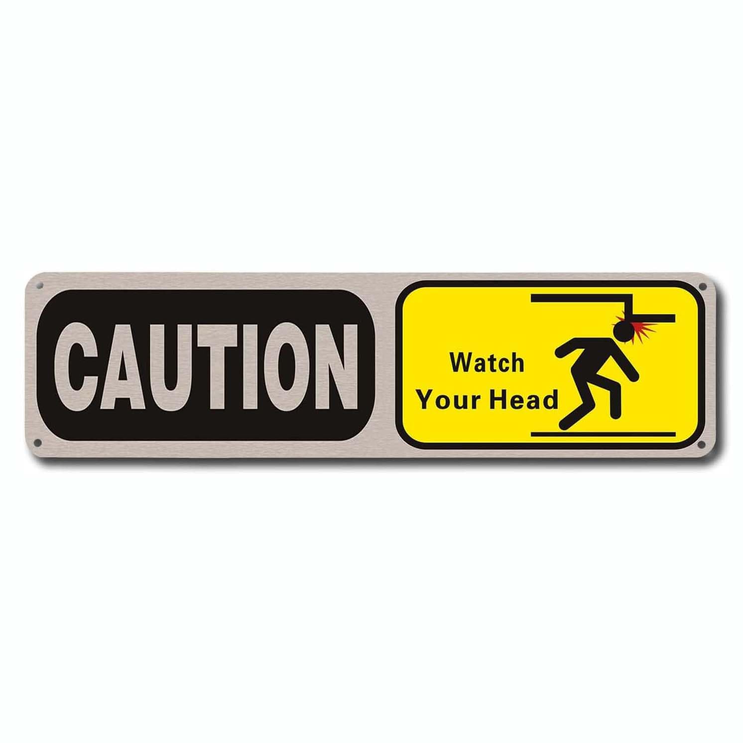 peiyeety Caution Watch Your Head Vintage Metal Sign | Rustic Safety Warning Wall Decor Retro Street Sign for Home Garage Bar Farmhouse Outdoor Patio Man Cave Waterproof Durable Wall Art 4x16 Inch