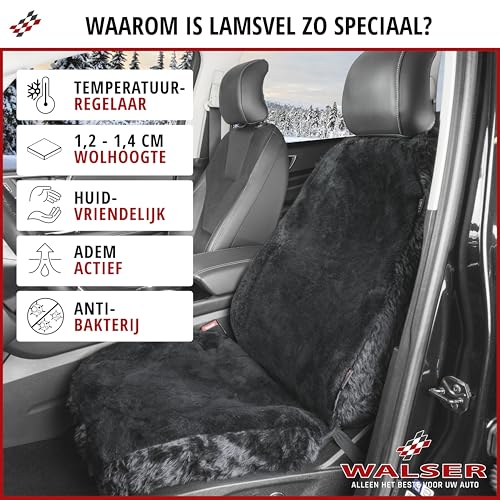 Lammfell Autositzbezug Walser Monette schwarz mit Zipp IT System
