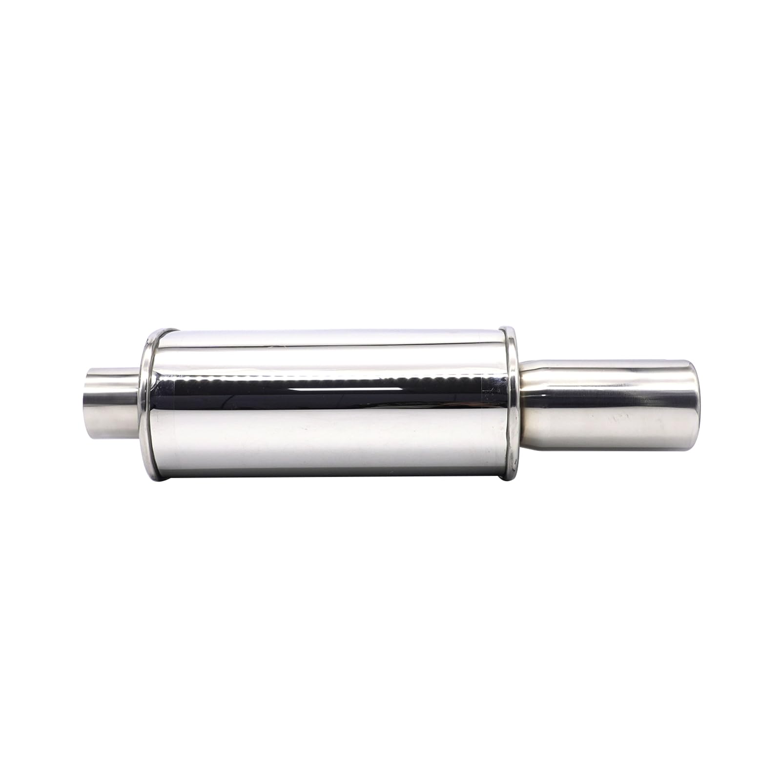 Automóviles Silenciador de Escape Krtopo 2,5 Pulgadas (63MM) Entrada única/3 Pulgadas (73MM) Doble Salida 11,8 Pulgadas (300MM) de Longitud Corporal Ovalada Soldadura de Doble Punta Acero Inoxidable
