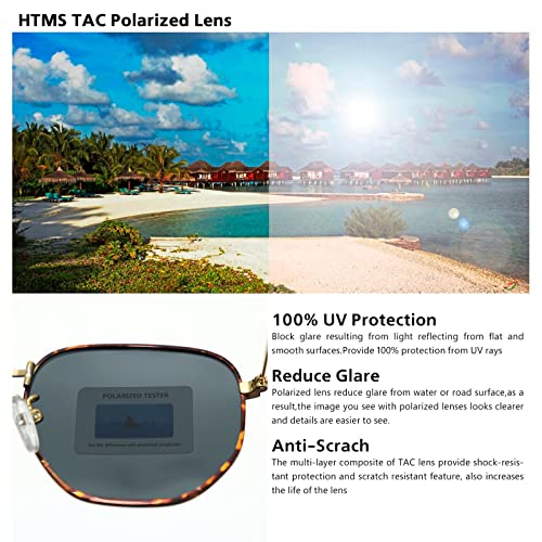 Image of Hipster Hexagonal Polarized Sunglasses Men Women Geometric Square Small Vintage Metal Frame Retro Shade Glasses