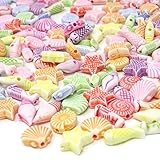 Honbay 100g (Approx.300pcs) Cute Acrylic Beads Mini Shell Fish Starfish Beads Marine Life Beads Candy Colors Spacer Beads Loose Beads for Jewelry Making and DIY Craft Accessories