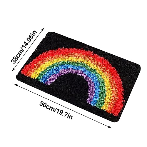 Image of kingsea Latch Hook Kit for Adults, DIY Crochet Yarn Rug with Pattern Printed Latch Hook Rug Kit for Teen, Latch Hook Kit for Beginners, Rainbow, 20 inch x 13 inch