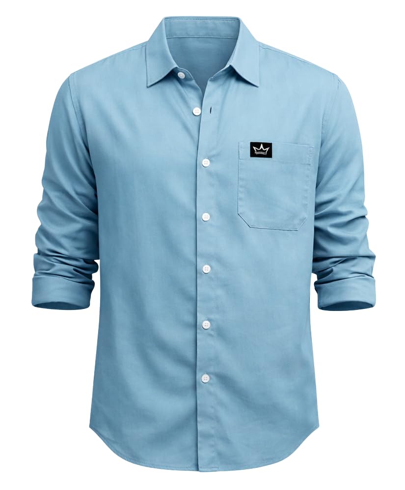 Image of IndoPrimo Men's Regular Fit Cotton Casual Shirt | Premium Solid Full Sleeve Shirt