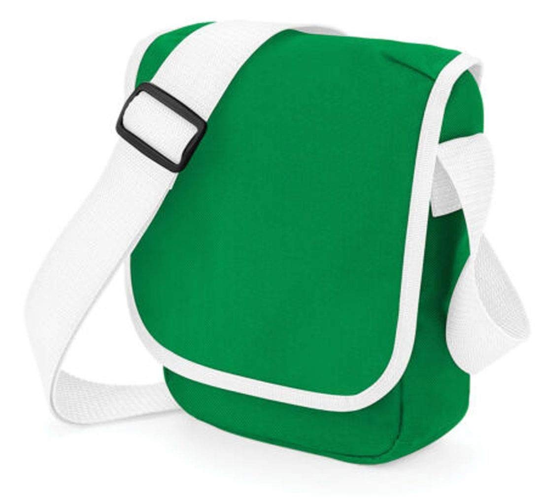 Unisex Travel Use Mini Shoulder Stripe Bag Adults Hold All Messenger Flight Bag Pure Green White One Size