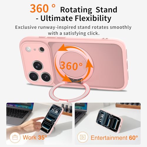Image of Magnetic Case for iPhone 17 Pro with Magnetic Ring Stand, [Compatible with Magsafe] [Military Grade Drop Protection] Shockproof Phone Cover for iPhone 17 Pro Full Camera Protection 6.3 inch Pink