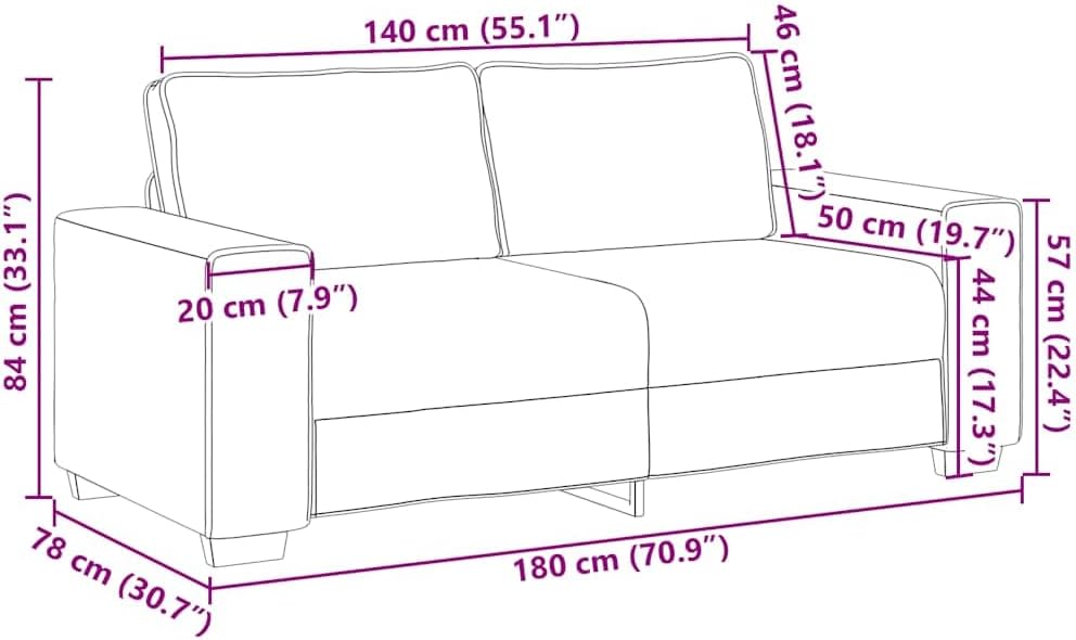 2-Seater Sofa Dark Grey Living Room Furniture