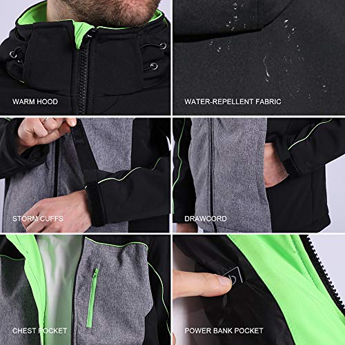CONQUECO Men's Heated Jacket Soft Shell Hoodie Jacket w/Battery for Outdoors4