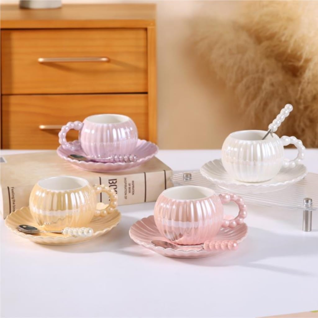 Kaffeetasse, Kaffeetasse, leichtes Luxus-Europa-Tasse- und Untertassen-Set, Keramik-Teetasse, Kaffee-Set, Tee-Set(C)