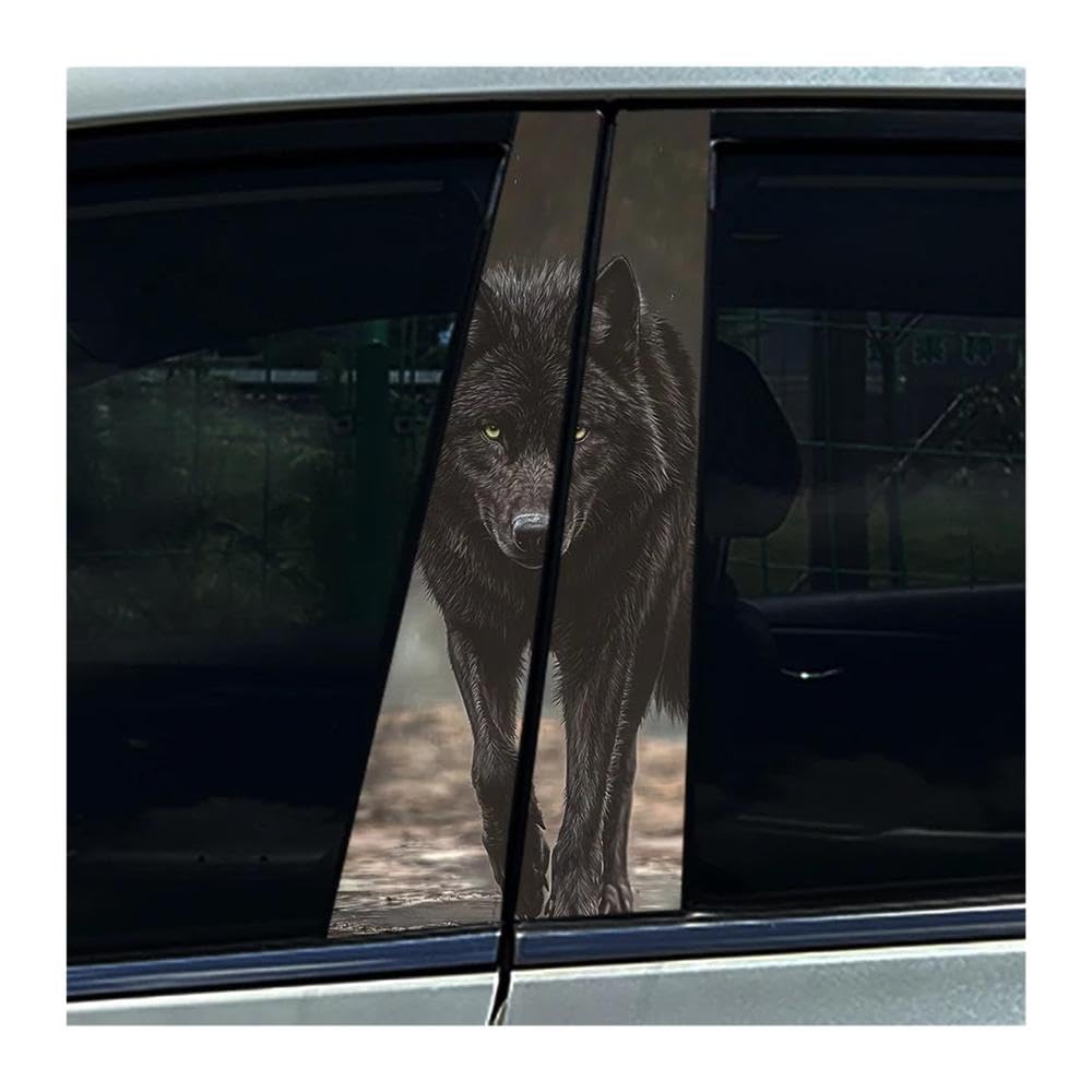 Decorative Items 2PCS Burning Wolf Fire Wolf Car B Pillar Waterproof Stickers DIY(E)