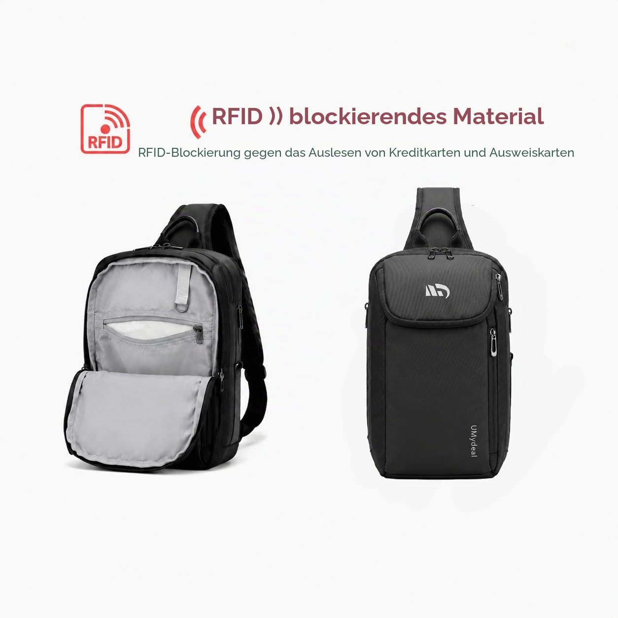 Sling Bag Herren Umhängetasche Wasserdichte Klein Schultertaschen Diebstahlsicher Crossbody Bag Damen für Outdoor Reisen Freizeit Sport