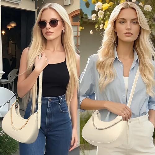 Image of Shoulder Bag for Women PU Leather Crossbody Bags Clutch Purse with Adjustable Strap Crescent Women's Hobo Handbag with Zipper