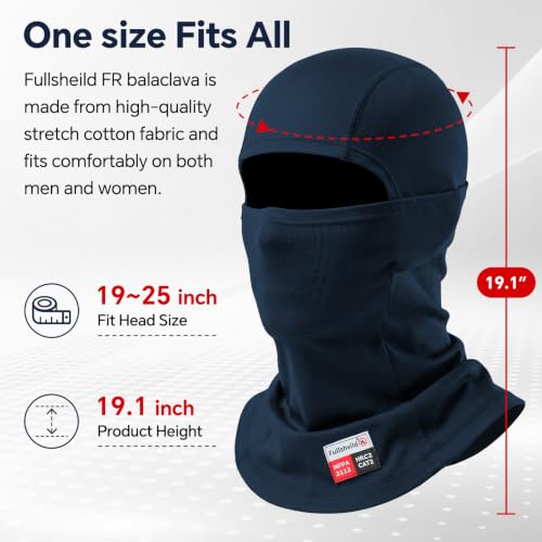 Image of Fullsheild FR Balaclava CAT2 7oz Flame-Retardant Cotton Face Mask, NFPA2112 | Arc Rated Covering Hood for Welding, Protective Helmet Liner for Men Women, UV Face Mask Windproof, Lightweight & Breathable