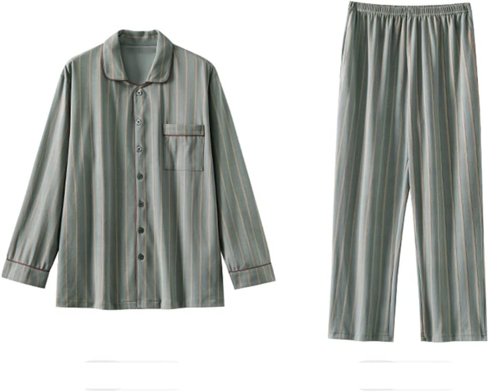 Pajamas men's spring and autumn cotton long-sleeved striped home clothes four seasons suit