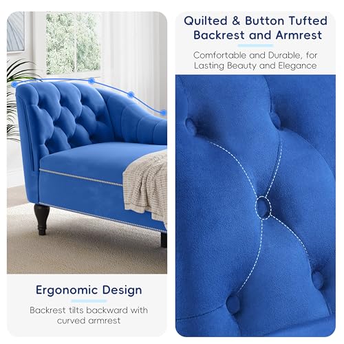 Sillón Plegable Terciopelo Azul miniatura 4