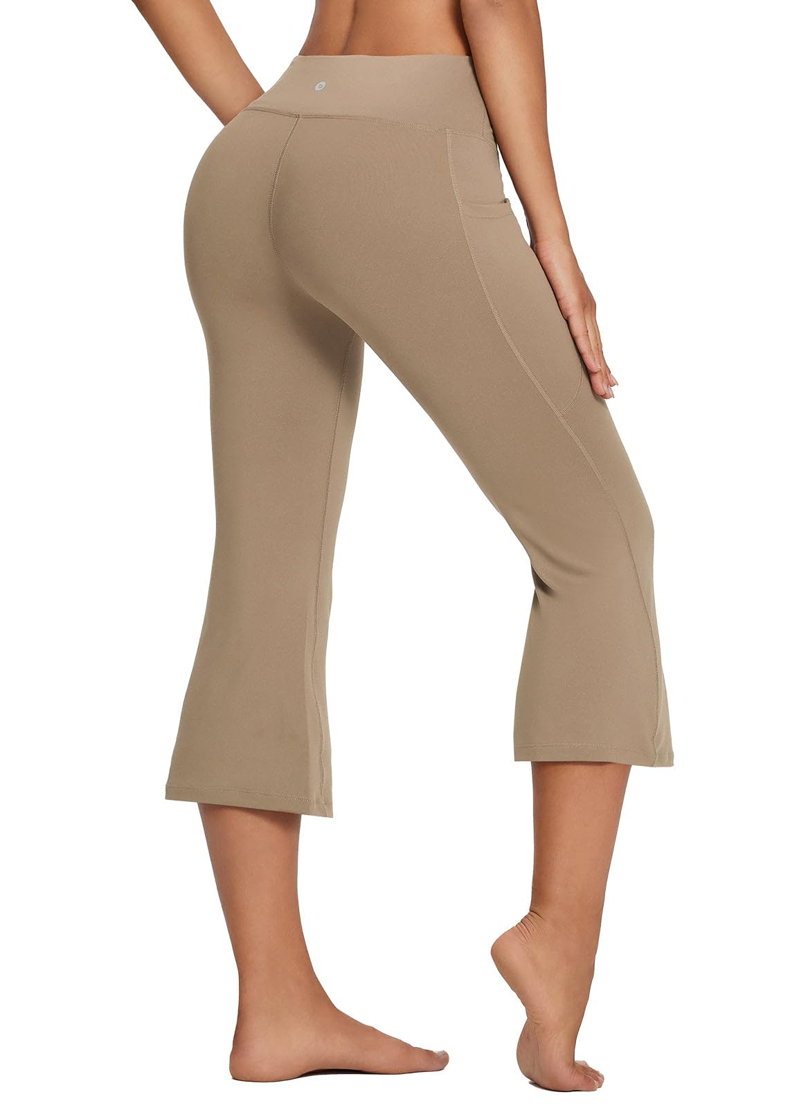 baleaf Women Flare Capri Leggings with Pockets Yoga Pants Bootcut Casual Cotton Work Summer Lounge