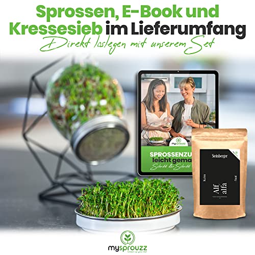 my sprouzz Sprossenglas Keimglas Set | Sprossenglas mit Samen und Kressesieb | Keimglas für Sprossen incl. E-Book | Sprossen Keimgerät Keimschalen für Sprossen | - Image 4