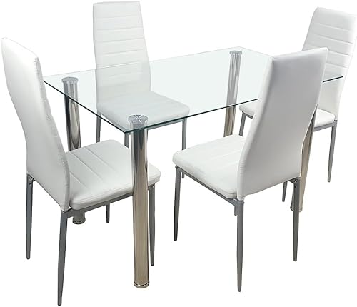 Miniatura 3 de Pabby Yard Juego de 4 sillas de comedor, modernas sillas de cocina de tela de PVC, sillas laterales sin brazos, sillas de tapicería de cuero suave
