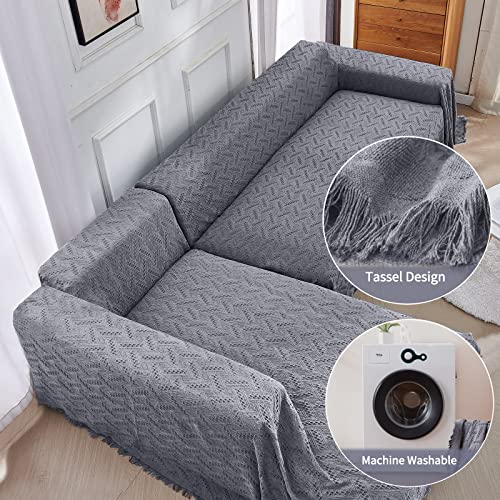 Homerilla Sectional Couch Covers 2 Pieces L Shape Sofa Covers 3 Seater Sectional Chaise Slipcover Couch Cover For Dogs Furniture Protector (Dark Grey, X-Large) #TOP5