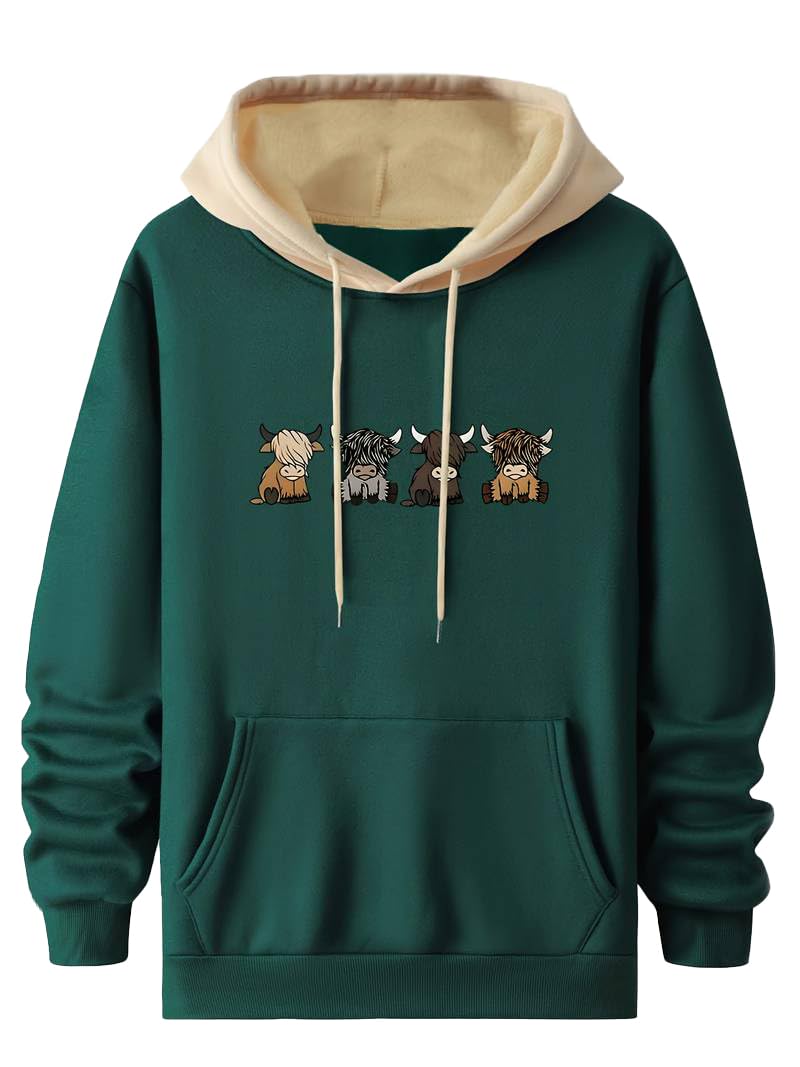 Men's Casual Woolen Hoodie with Cartoon Print (2044)