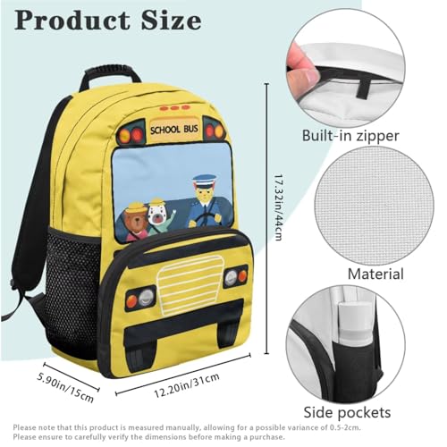 School Bus Backpack for Toddler Boys Kids School Bags for Boys 4 To 6 Lightweight 4 Pcs Kids Bookbag and Lunch Box Set for Students Back to School Gifts4