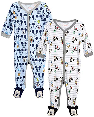 Disney Baby Boys' Mickey & Friends 2 Pack Sleep N' Play Footed Coverall (Newborn), Size 6-9 Months, Mickey Friends