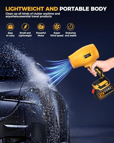 Lymin Leaf Blower Cordless With Battery And Charger, 21V Compact Handheld Electric Blower 500,000 Rpm With Removeable Extended Nozzle, Lightweight Small Blower For Patio, Garages, Dust, Snow Blowing - 5