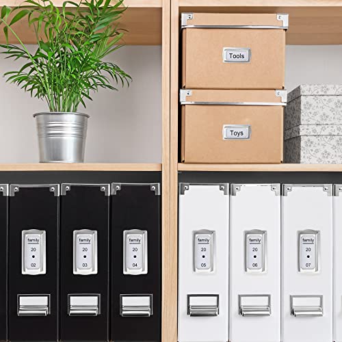 12 Pcs Self Adhesive Metal Bookplates for Books Card Horizontal Clip Label Holders Metal Drawer Tag Silver Label Plate for Office Library Book File Cabinet Drawer Tag Teacher School Classroom
