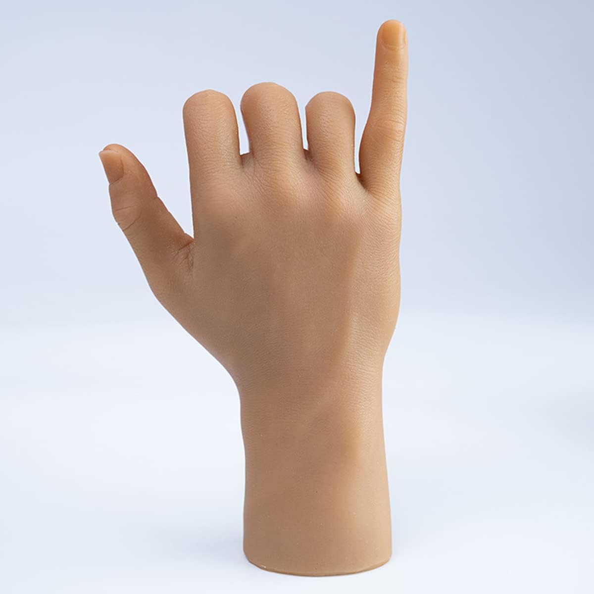 A Pair Hand Nail Art Soft Practice Hands Flexible Silicone Prosthetic Hands Manicure Tools - Fingers can be Bent - Reusable, for Tattoo Artists and Beginners (Wheat)