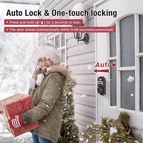 Tinewa Keyless Entry Door Lock, Traditional Electronic Keypad Deadbolt, Keyed Entry, Auto Lock, Back Lit & Easy Installation Design, Oil Rubbed Bronze #TOP2