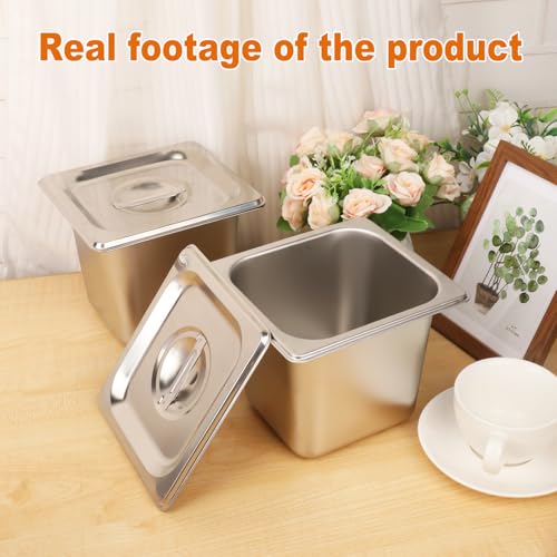 Image of 5 Pack, 1 /6 Size Stainless Steel Steam Table Pan with Lid, 6 Inch Depth Hotel Pans for Weddings, Parties, Restaurants, Cafeterias and Hotels