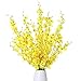 Kisflower 12Pcs Yellow Artificial Gypsophila Flowers, Dried Gypsophila Artificial Orchids Flowers Silk Fake Dancing Orchids Bouquet for Home Decoration (Yellow)
