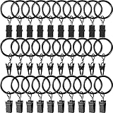 30 Stücke Vorhang-Clips,Durchmesser 40 mm Vorhangringe mit Clips,Gardinenringe mit Klammern und Haken(Schwarz)