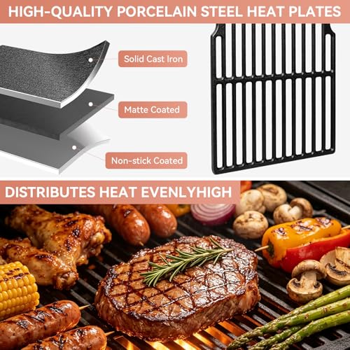 for Dyna-Glo DGH450CRP Grill Grates & Heat Plates Replacement Kit, Fits DGH450CRP DGH451CRP 4 Burner Grill, Cast Iron Cooking Grates + Porcelain Steel Heat Tents (70-01-911, 70-02-411, 70-02-412) by Gcostar - Image 3