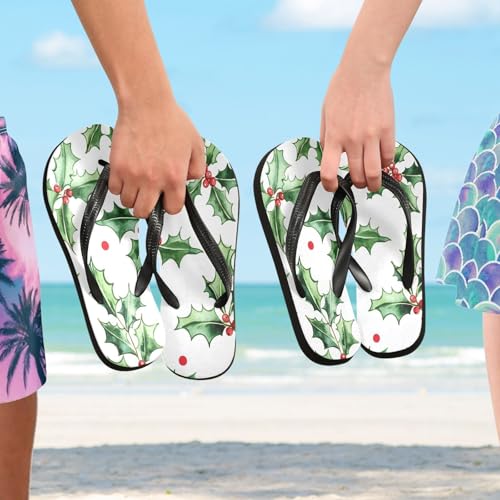 CEBUGI Unisex Flip Flop -Flat Sandal -NonSlip Couple Slippers -Natural Rubber Foam Soles Ultimate Comfort and Durability for Indoor Outdoor|Green Leaves4