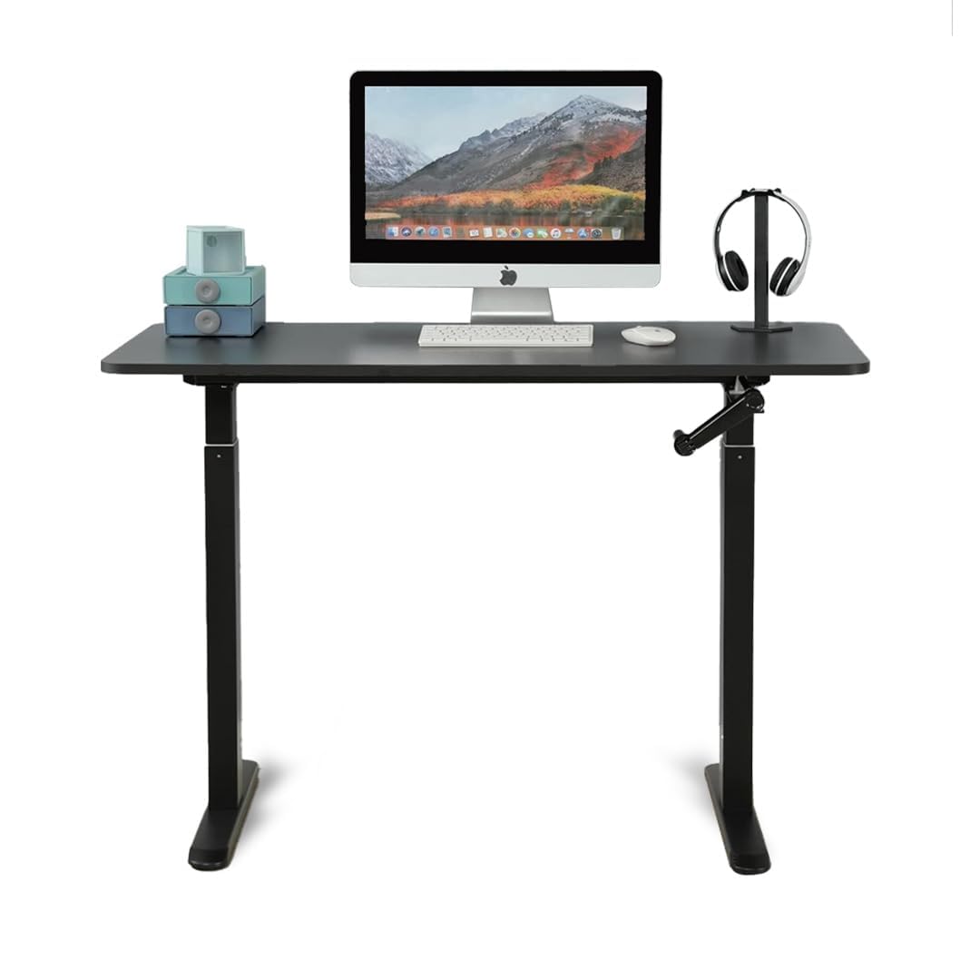 White Mulberry Alloy Steel Manual Height Adjustable Desk | Ergonomic Design | Ecofriendly Desk | Sit Stand Desk for Office, Home & Study Table|…