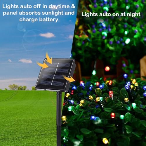 Image of DARKIS Solar LED String Light 10 Meter | Waterproof 8 Mode Solar Powered Fairy Lights for Indoor Outdoor Decoration, Garden, Wedding, Party & Christmas Tree (RGB Colour)
